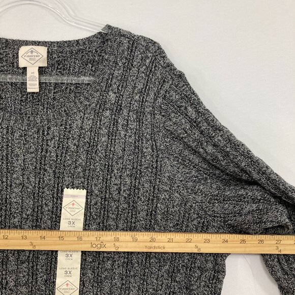 New St. John's Bay size 3X Gray Crew Neck Long Sleeve Textured Preppy Sweater - Picture 6 of 9